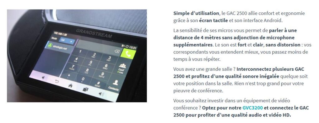 Grandstream GAC-2500 Audio Conferencing IP phone with 4.3